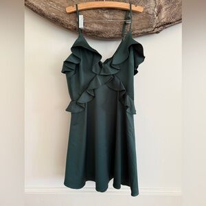 House of Harlow 1960 Dark Green Ruffle Mini Dress